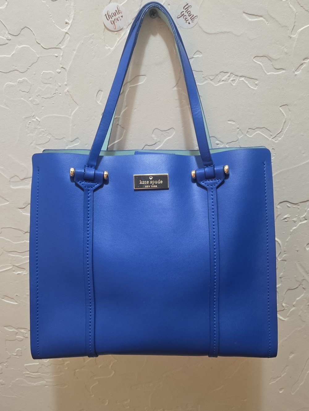 Kate Spade New York Arbour Hill Elodie Leather Tote Bag Cobalt Blue Mint